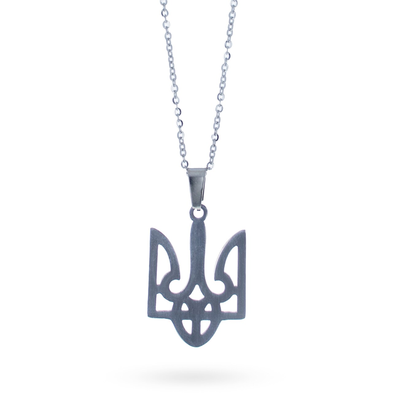 Silver Coat of Arms of Ukraine Tryzub Pendant Support Ukraine Necklace